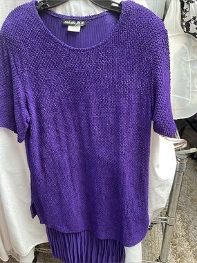 Vintage Sharpade Purple Textured Short Sleeve Top
